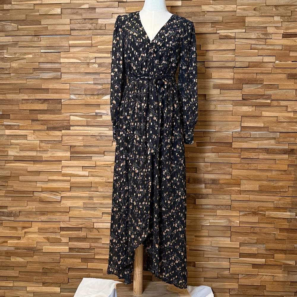 inmod | Black | Floral Maxi Dress | Gold Details | Various Sizes